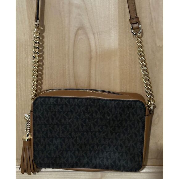 Michael Kors Brown Signature Coated Twill Crossbody with Studs NWOT - Picture 3 of 8